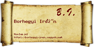 Borhegyi Irén névjegykártya